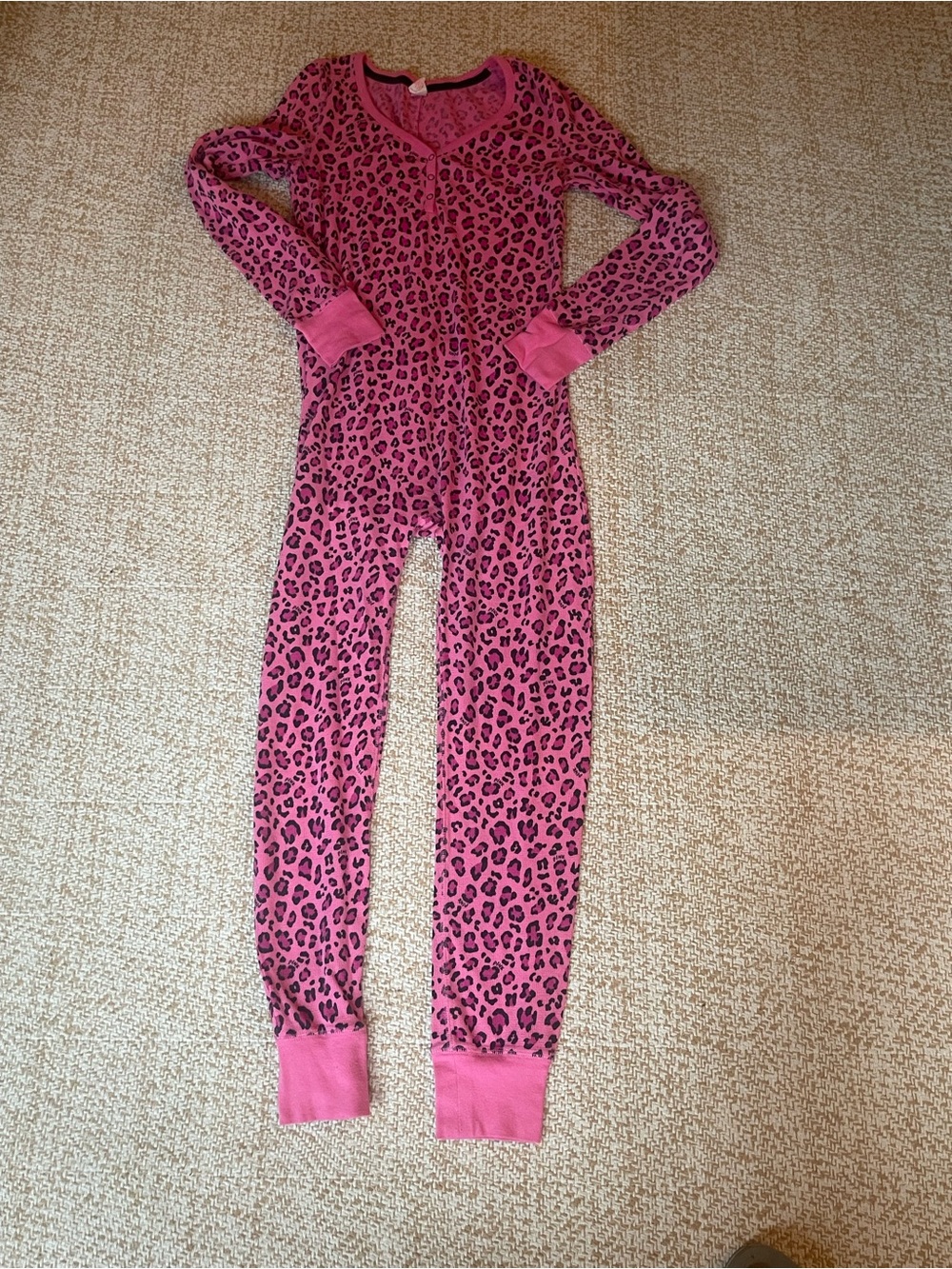 PINK Victoria's Secret Pink Leopard-Print Footie Pajamas